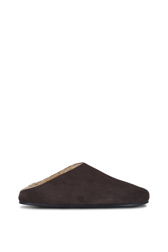 The Row Hudson Brown Suede & Shearling Slide - view 2