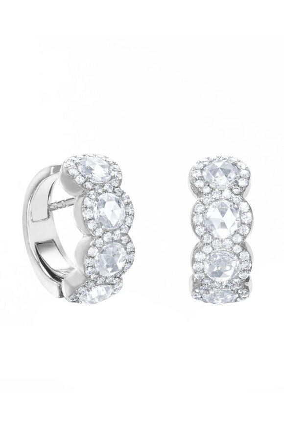64 Facets Scallop Diamond Huggie Earrings
