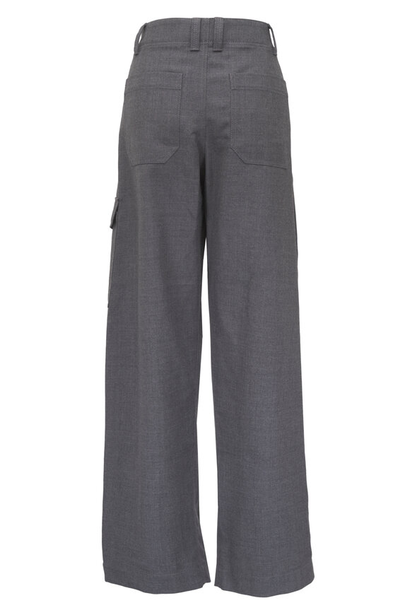 Brunello Cucinelli Medium Gray Wool Cargo Barrel Leg Pant - view 4
