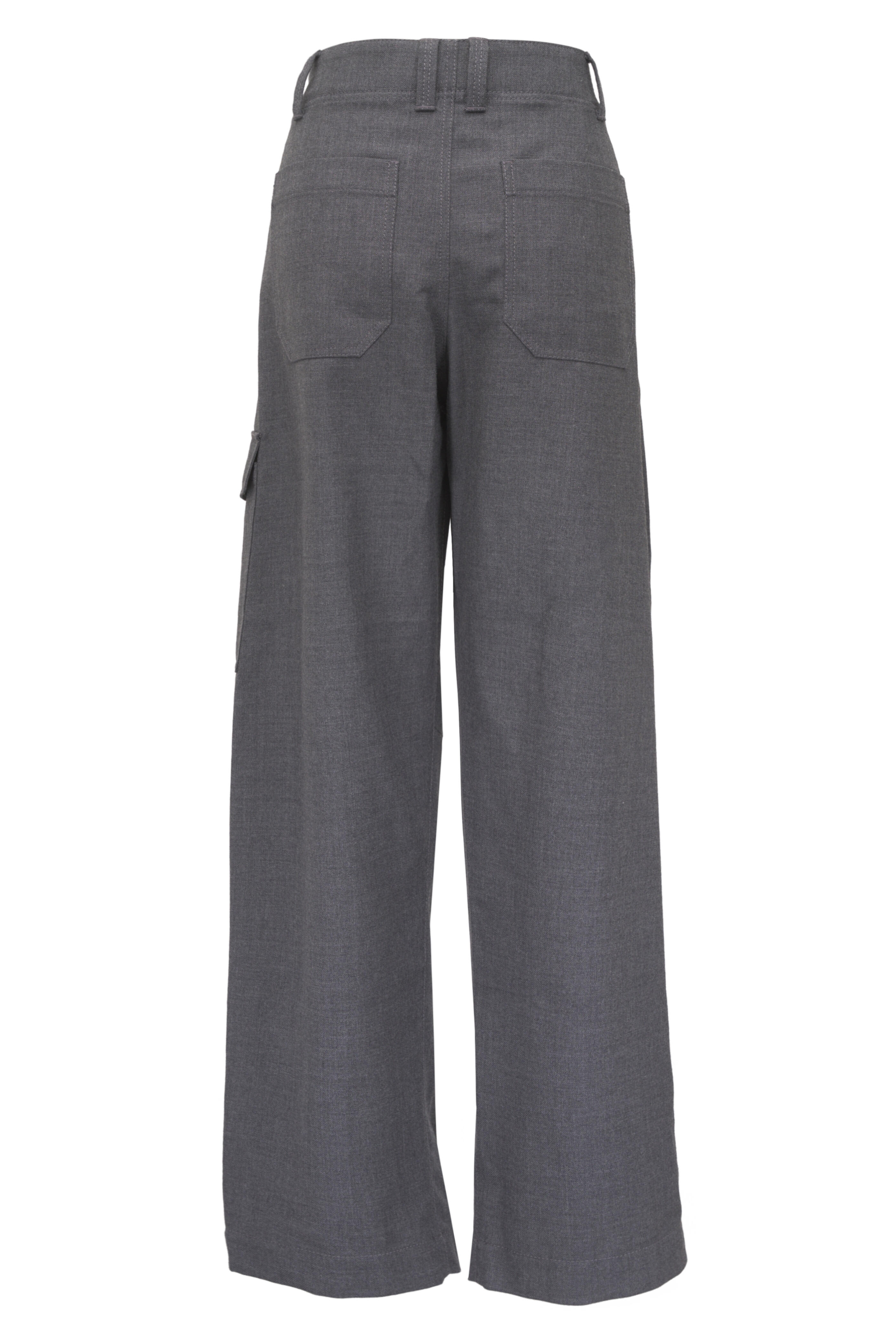 Brunello Cucinelli - Medium Gray Wool Cargo Barrel Leg Pant - view 4