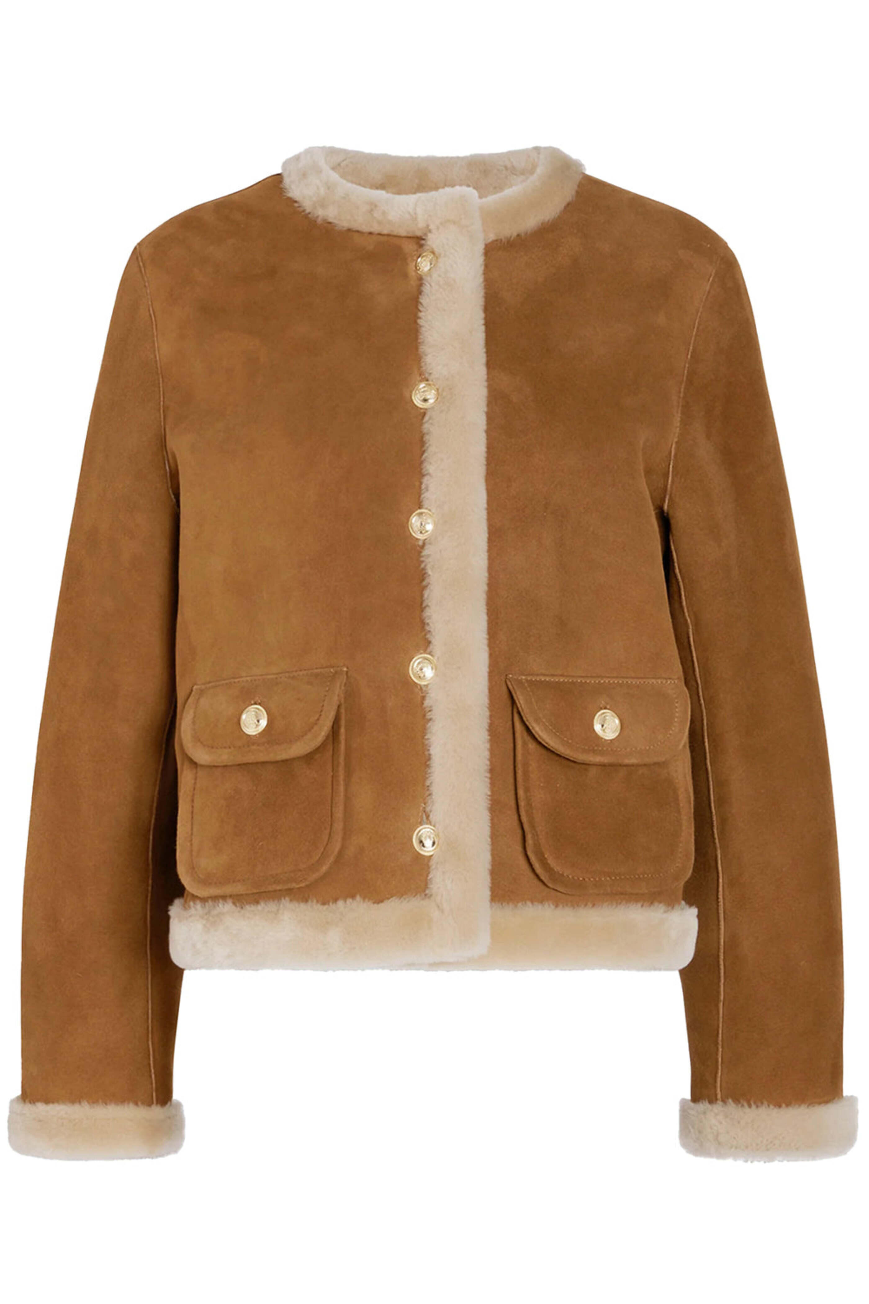 Simonetta Ravizza - Beige and Medium Brown Carmen Shearling Jacket