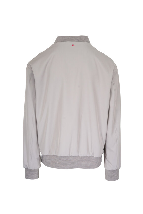 Isaia Varsity Tan Solid Cotton & Silk Bomber Jacket - view 3
