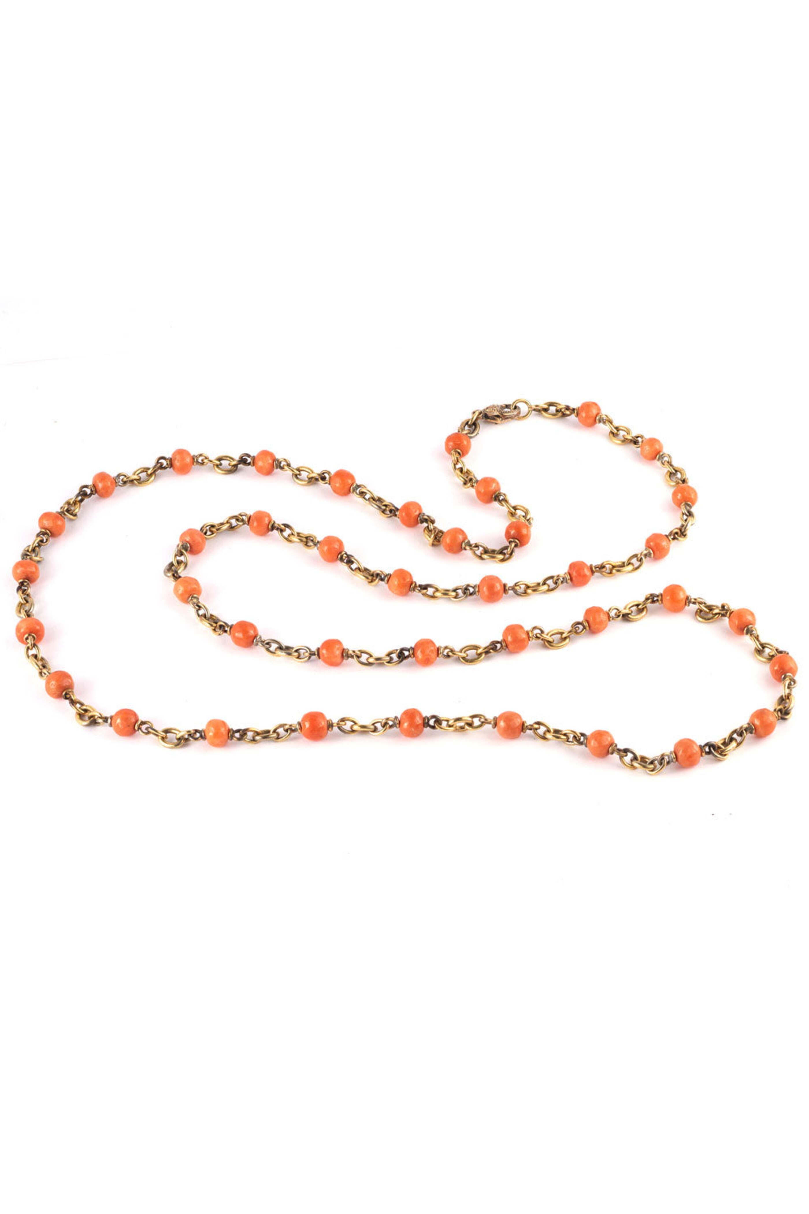 Sylva & Cie - 18k Gold Vintage Coral Necklace