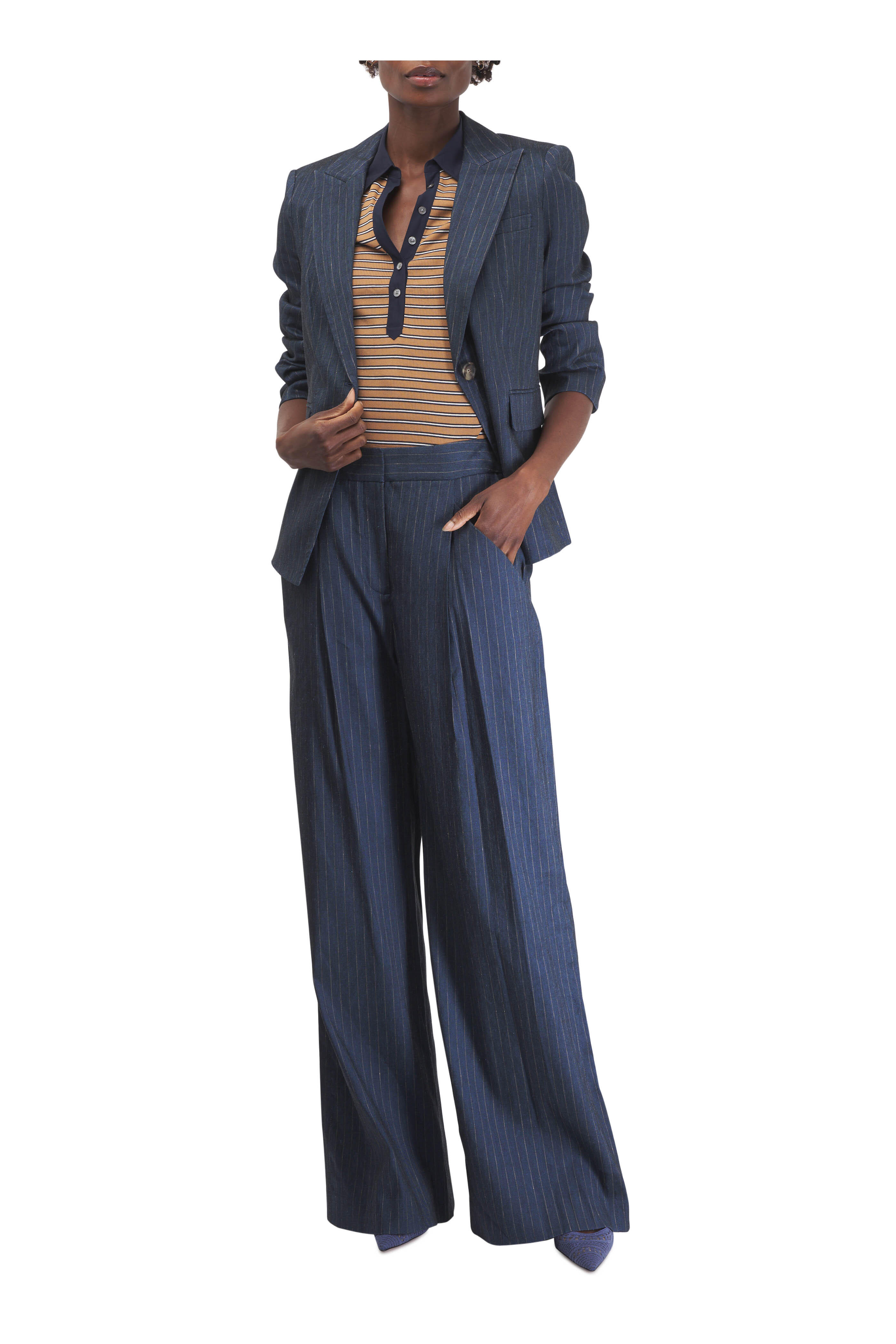 Veronica Beard - Obie Blue & Dove Pinstripe Dickey Jacket