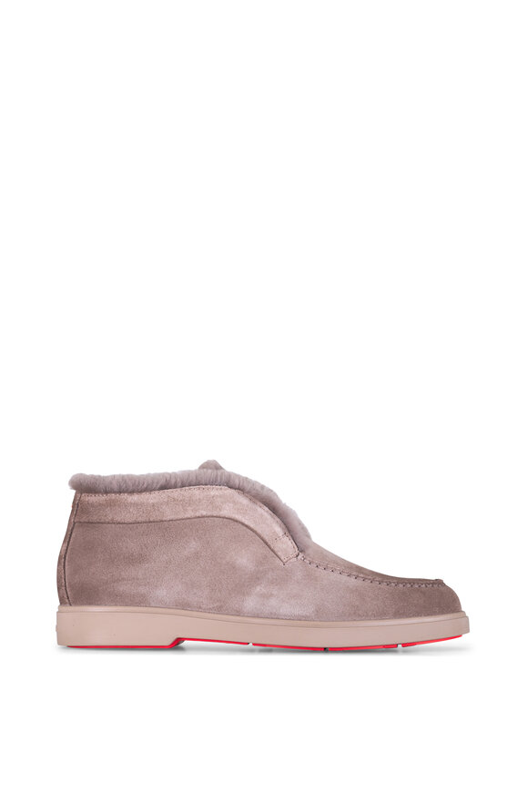 Santoni Fortune Shearling Gray Suede Loafer - view 2