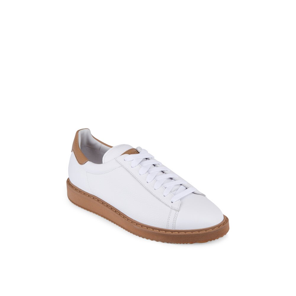 スニーカー BRUNELLO CUCINELLI WHITE AND GREY LEATHER SNEAKERS Brunello Cucinelli Grey & White Leather Low Sneakers