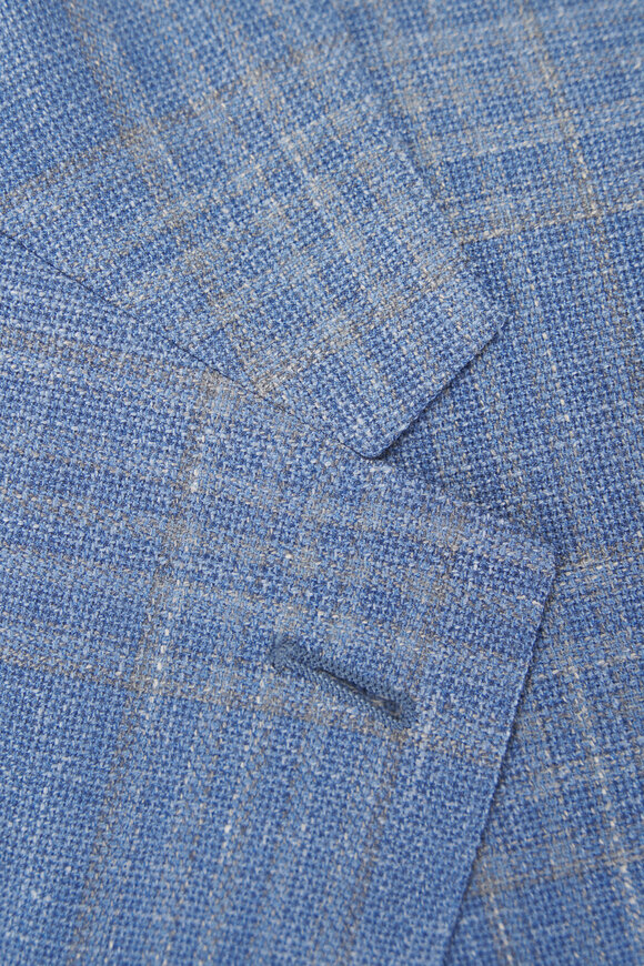Zegna Light Blue & Gray Check Crossover Sportcoat - view 4