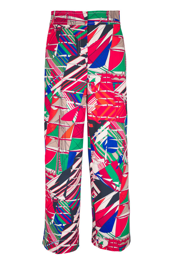 Akris Punto Chieko Sea Clipper Print Denim Cropped Pant