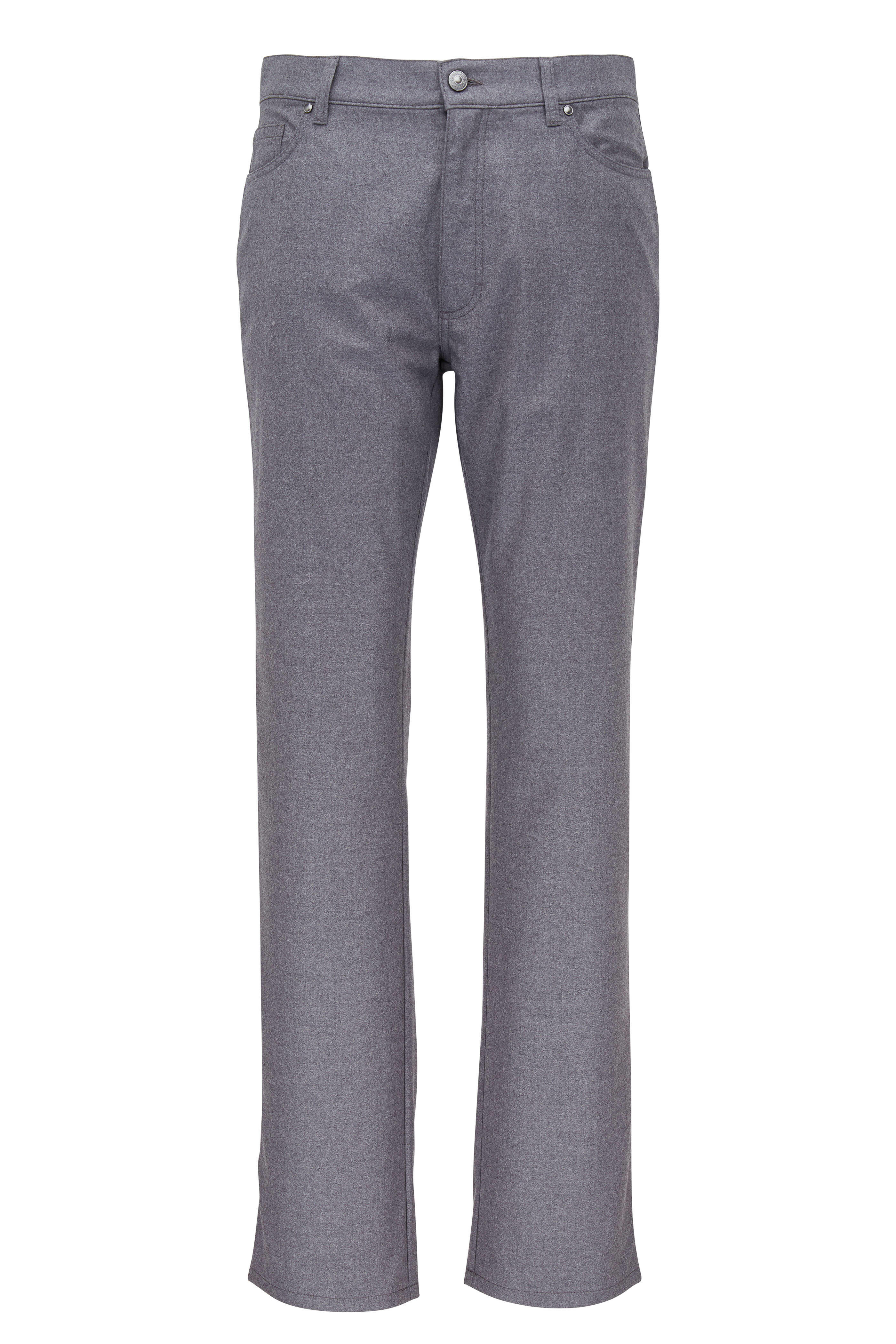 Zegna - Light Gray Wool Flannel Five Pocket Pant