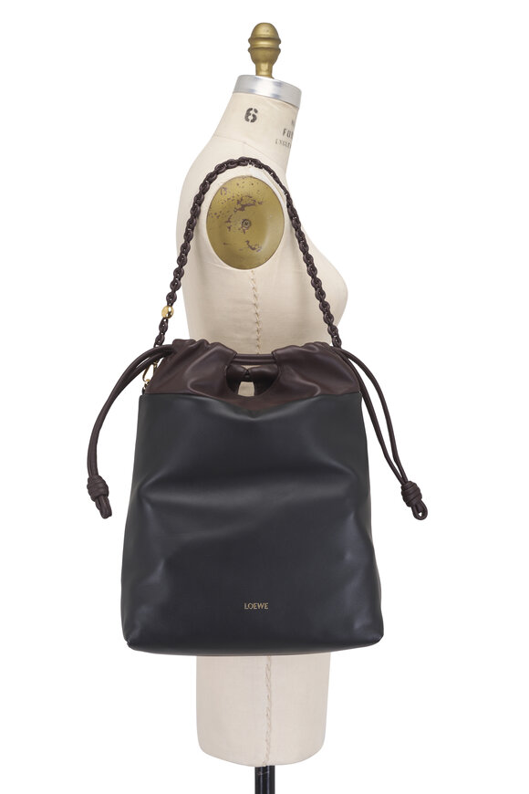 Loewe Flamenco Black & Dark Brownie Leather Tote - view 9