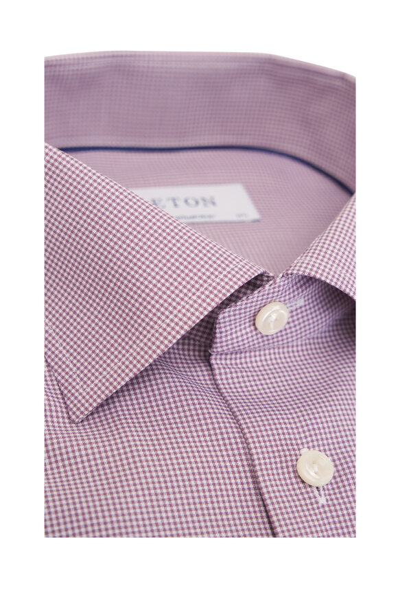 Eton - Purple & White Micro Check Dress Shirt