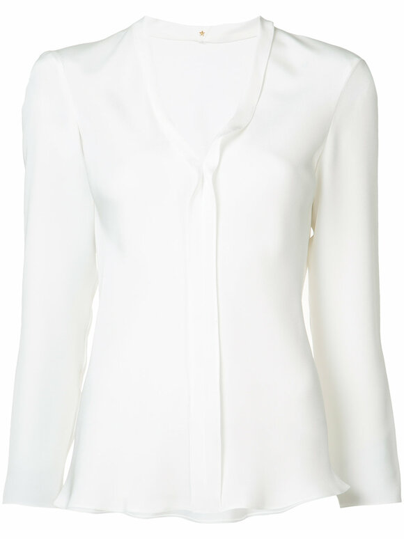 Peter Cohen - White Silk Shawl Collar Blouse 