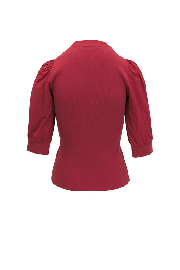 Veronica Beard - Coralee Brick Red Puff Sleeve Top