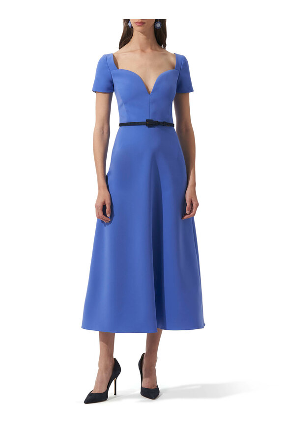 Carolina Herrera - Delphinium Curved Neckline Midi Dress