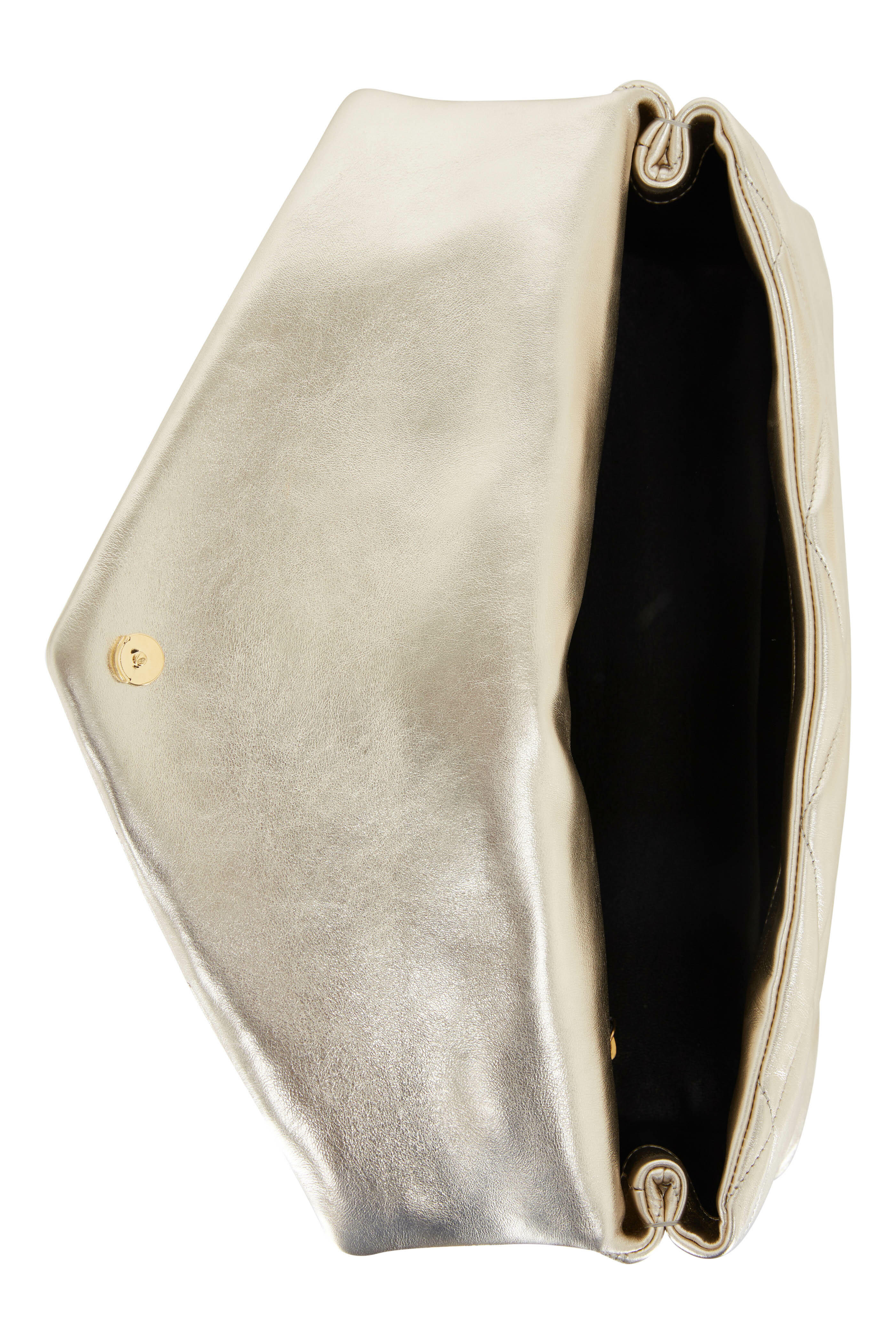 Saint Laurent - Sade Pale Gold Leather Puffer Clutch