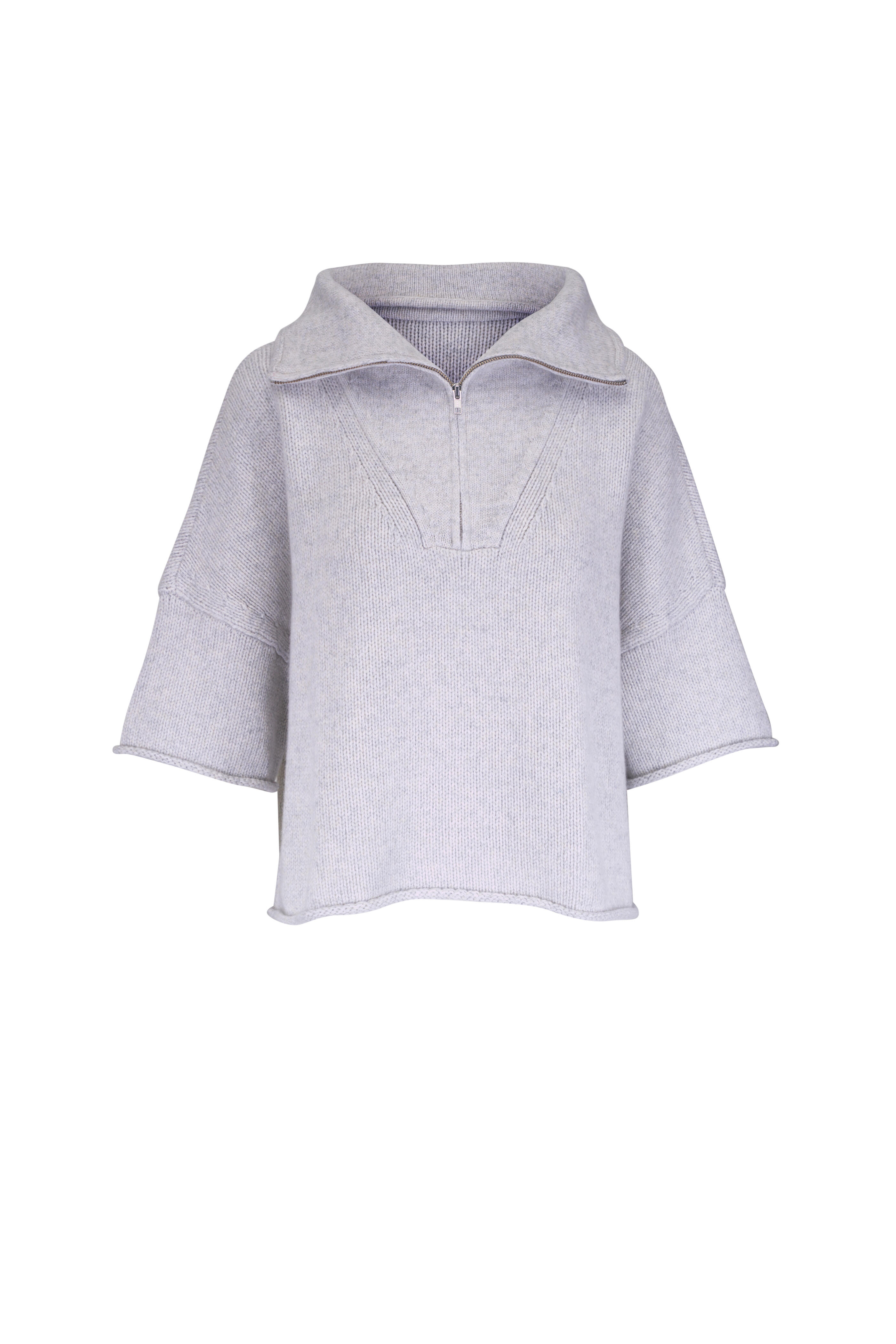 TWP - In the Morning Light Gray Quarter Zip Sweater