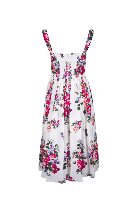 Dolce & Gabbana White Flower Bouquet Print Cotton Dress - view 3