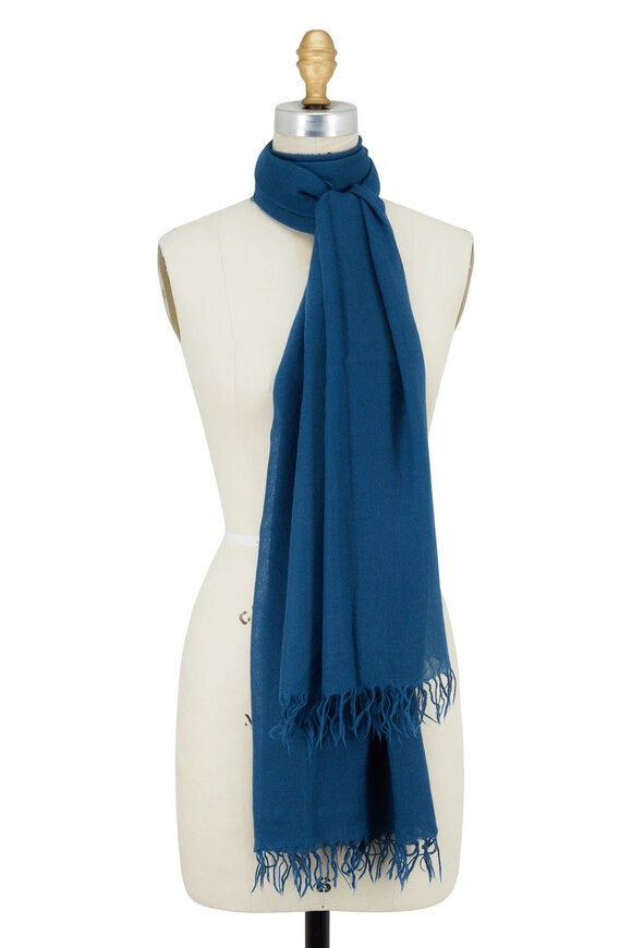 Kinross Winter Teal Cashmere Scarf Mitchell Stores