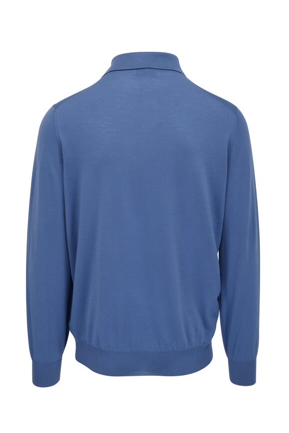 Brunello Cucinelli - Blue Wool & Cashmere Knit Polo Sweater