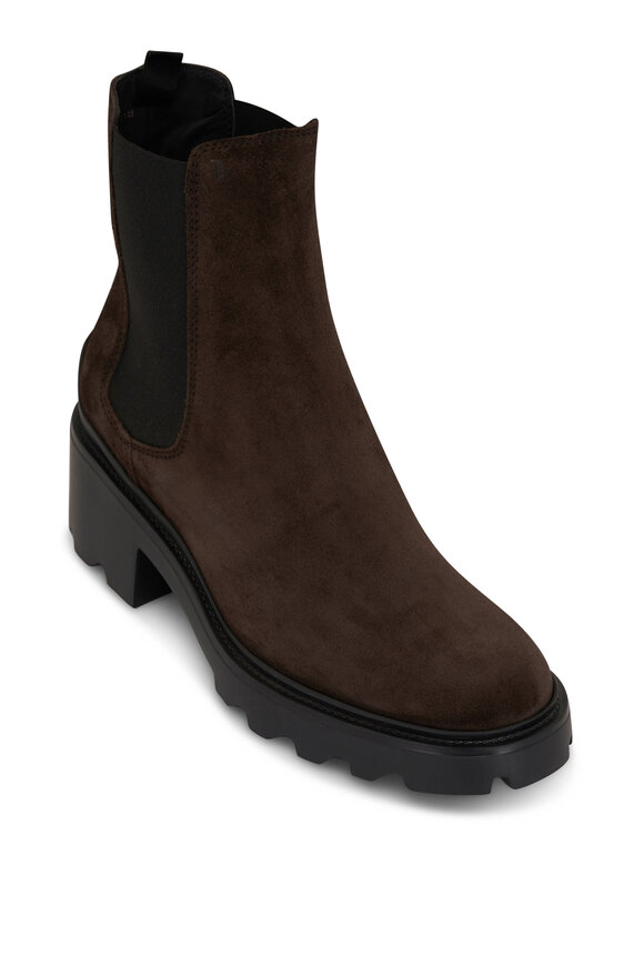 Tod's Chelsea Brown Suede Ankle Boot, 50mm  