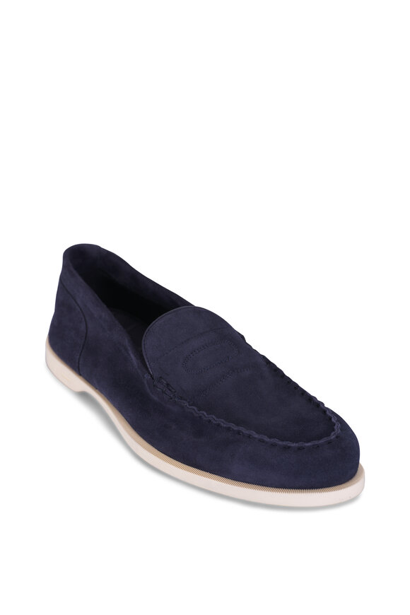 John Lobb Pace Navy Suede Loafer