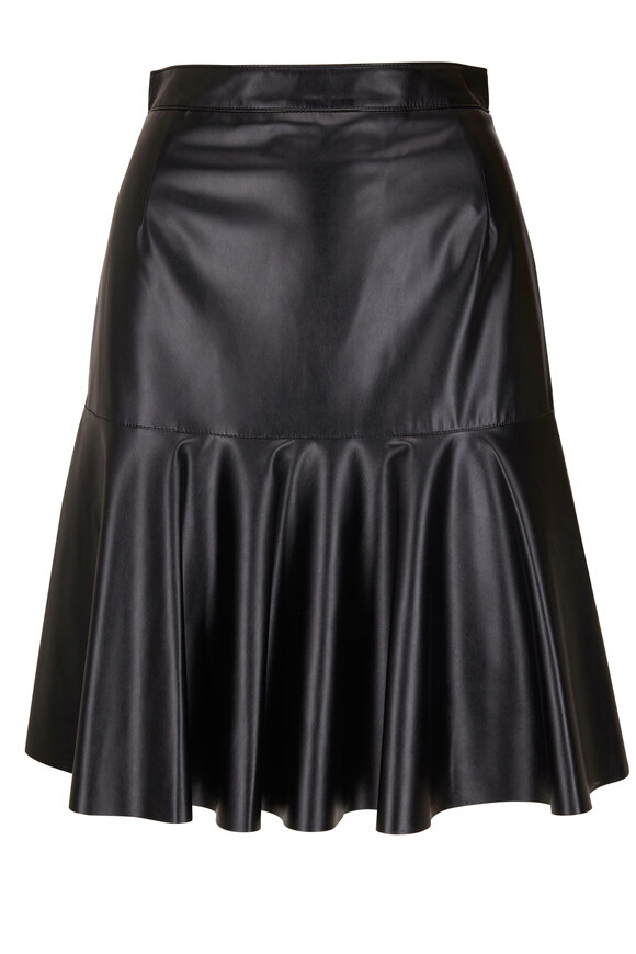 Akris Punto - Vegan Leather Flounce Skirt 