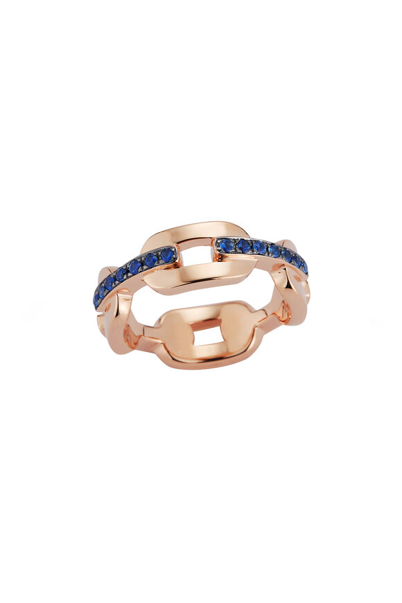 Walters Faith - Saxon 18K Rose Gold & Blue Sapphire Link Ring