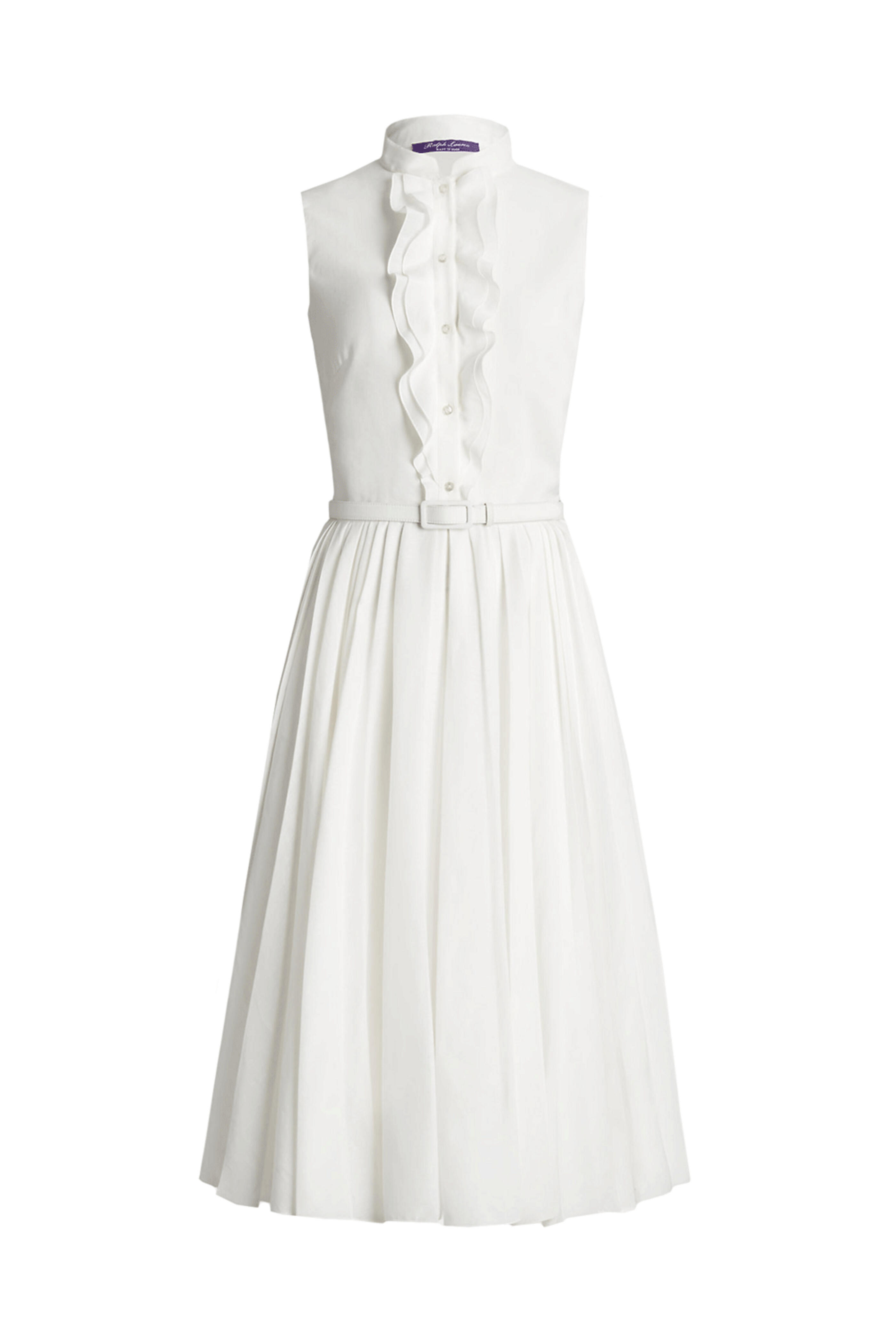 Ralph Lauren - White Roald Pleated Linen Day Dress