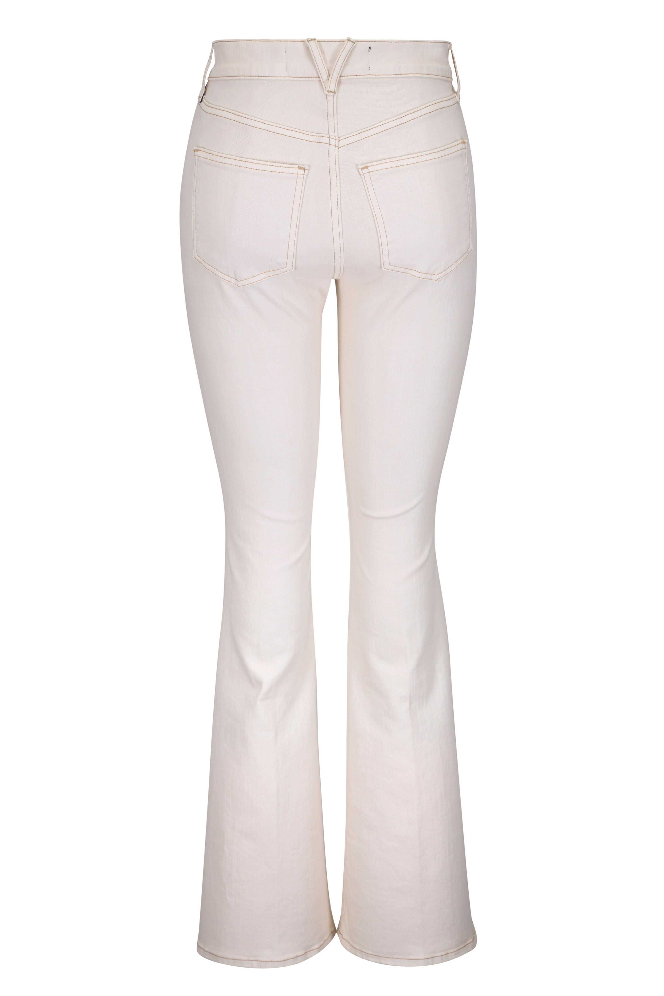 Veronica Beard - Beverly Ecru Skinny High-Rise Flare Jean
