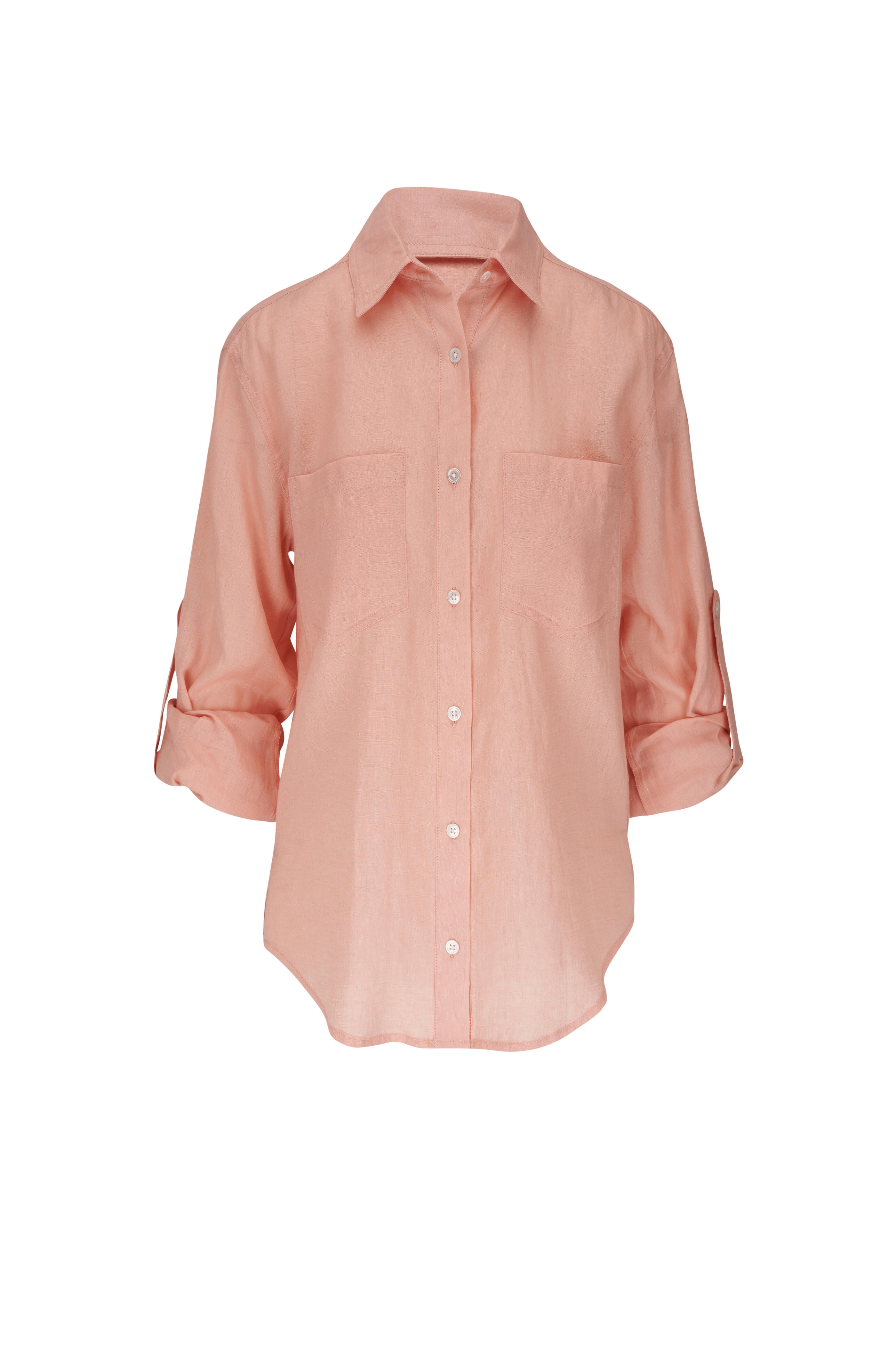 Veronica Beard - Gil Coral Button Down Blouse