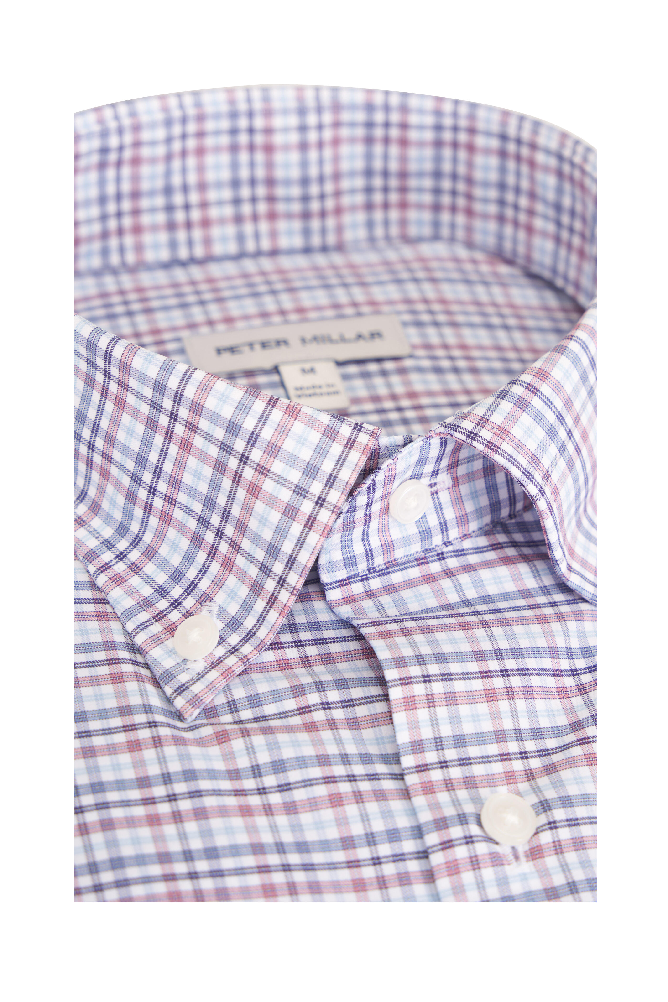 Peter Millar - Wayne Blue Check Performance Twill Sport Shirt - view 2