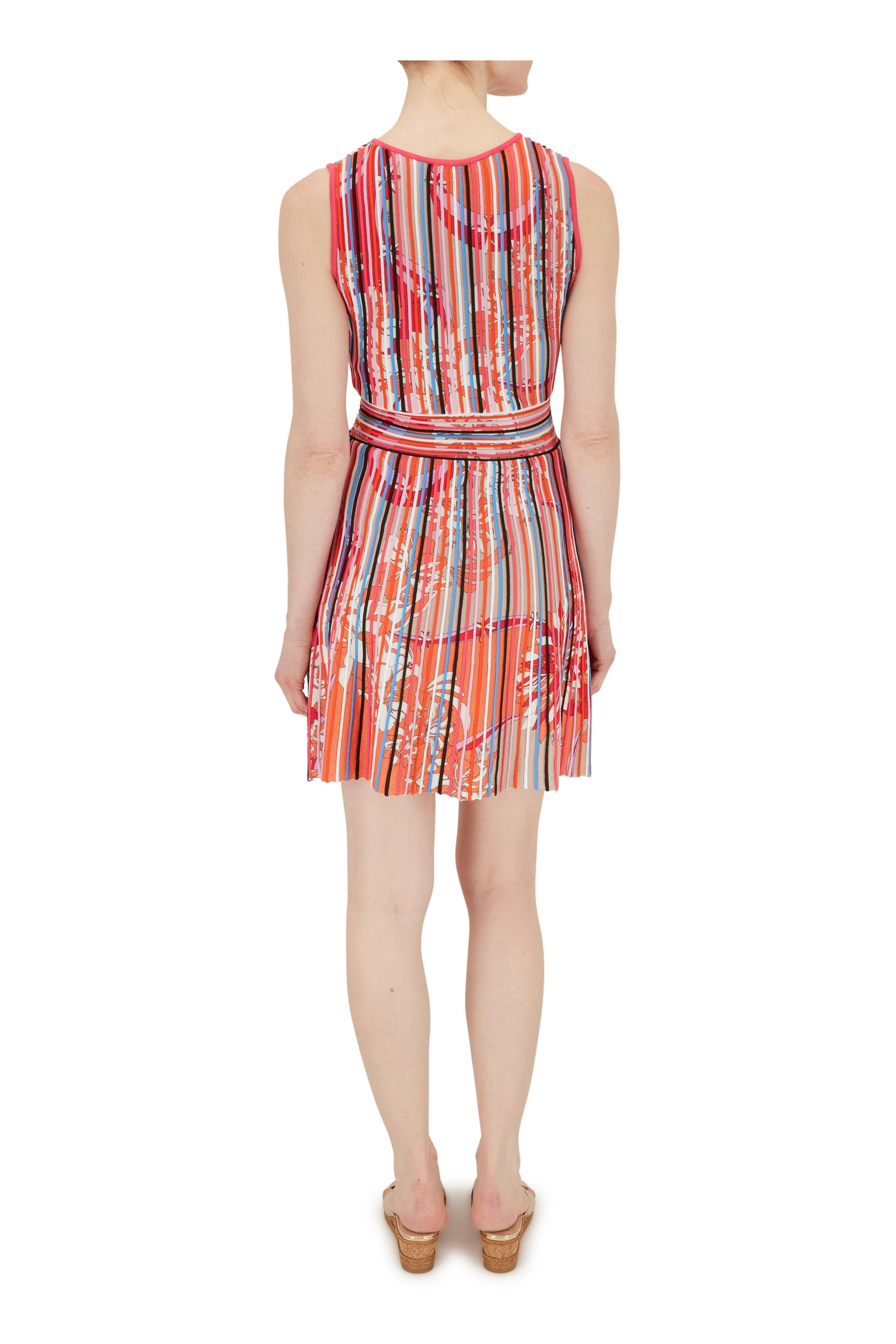Pucci - Pink Multicolor Ribbed Sleeveless Knit Dress