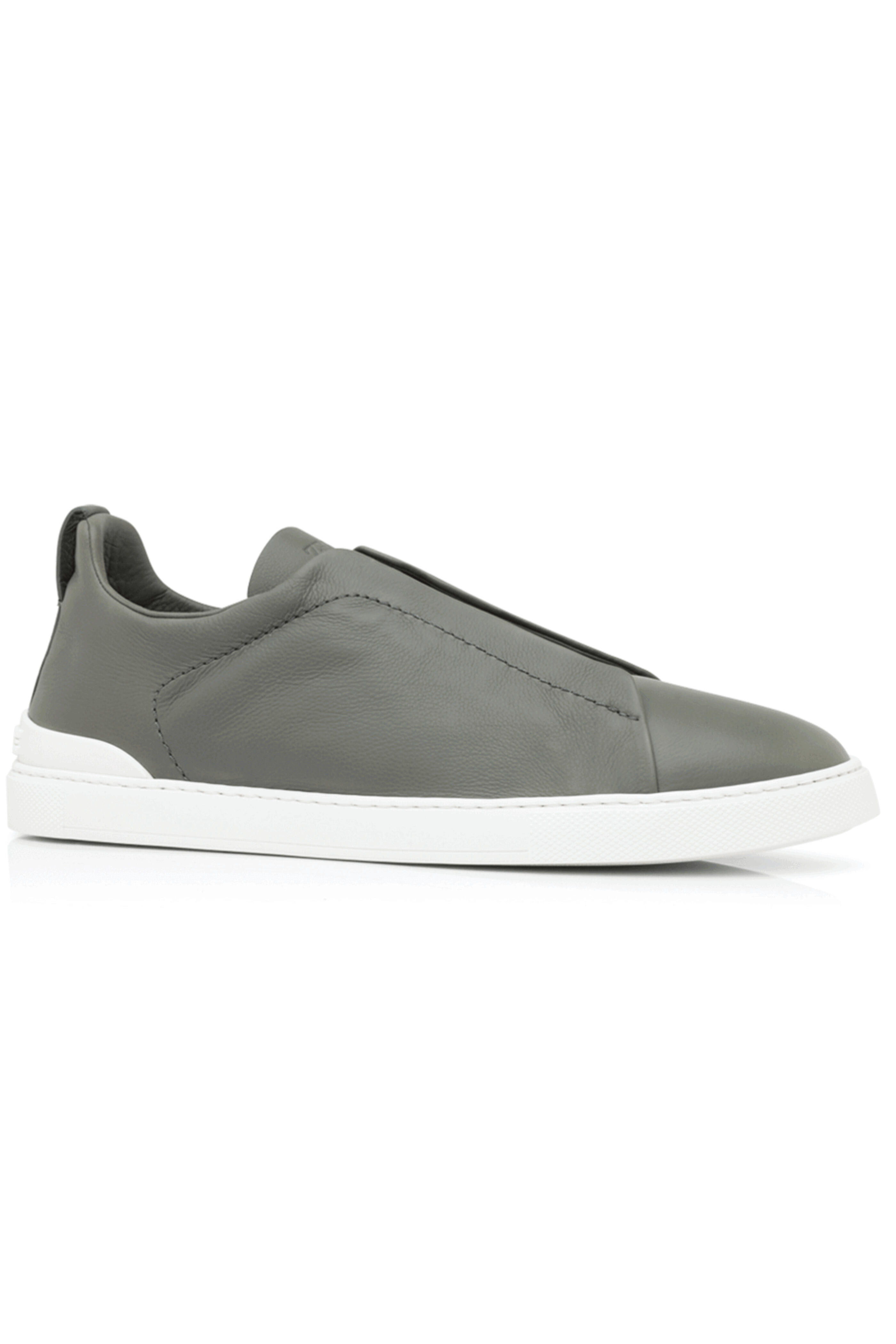 Zegna - Leather Triple Stitch Sneaker in Sage