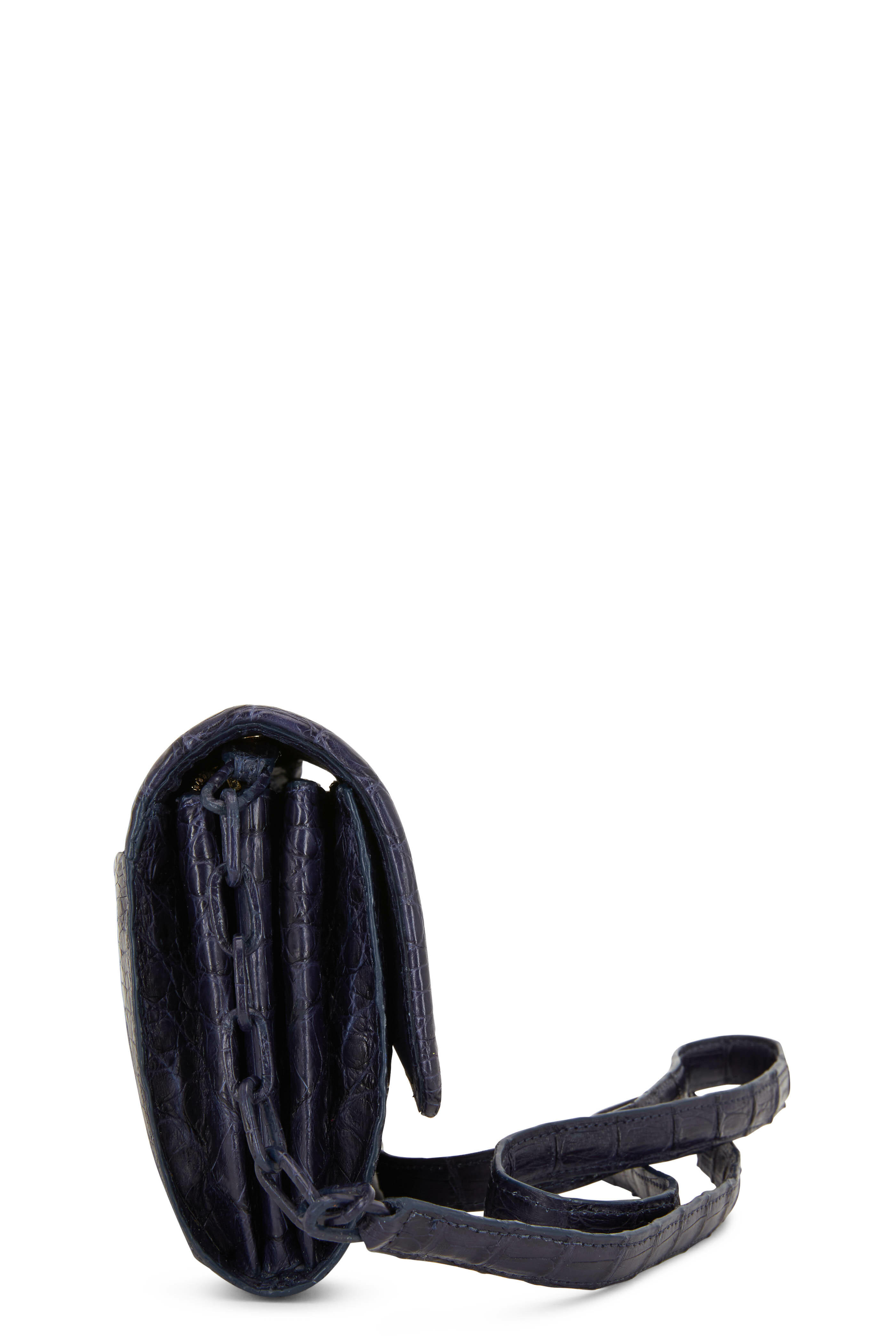Nancy Gonzalez - Navy Blue Crocodile Large Chain Wallet