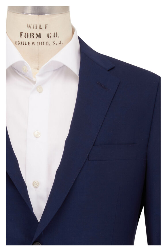 Samuelsohn Solid Navy Blue Wool Suit