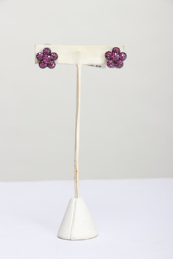 Nam Cho 18k White Gold Clip-On Ruby Earrings