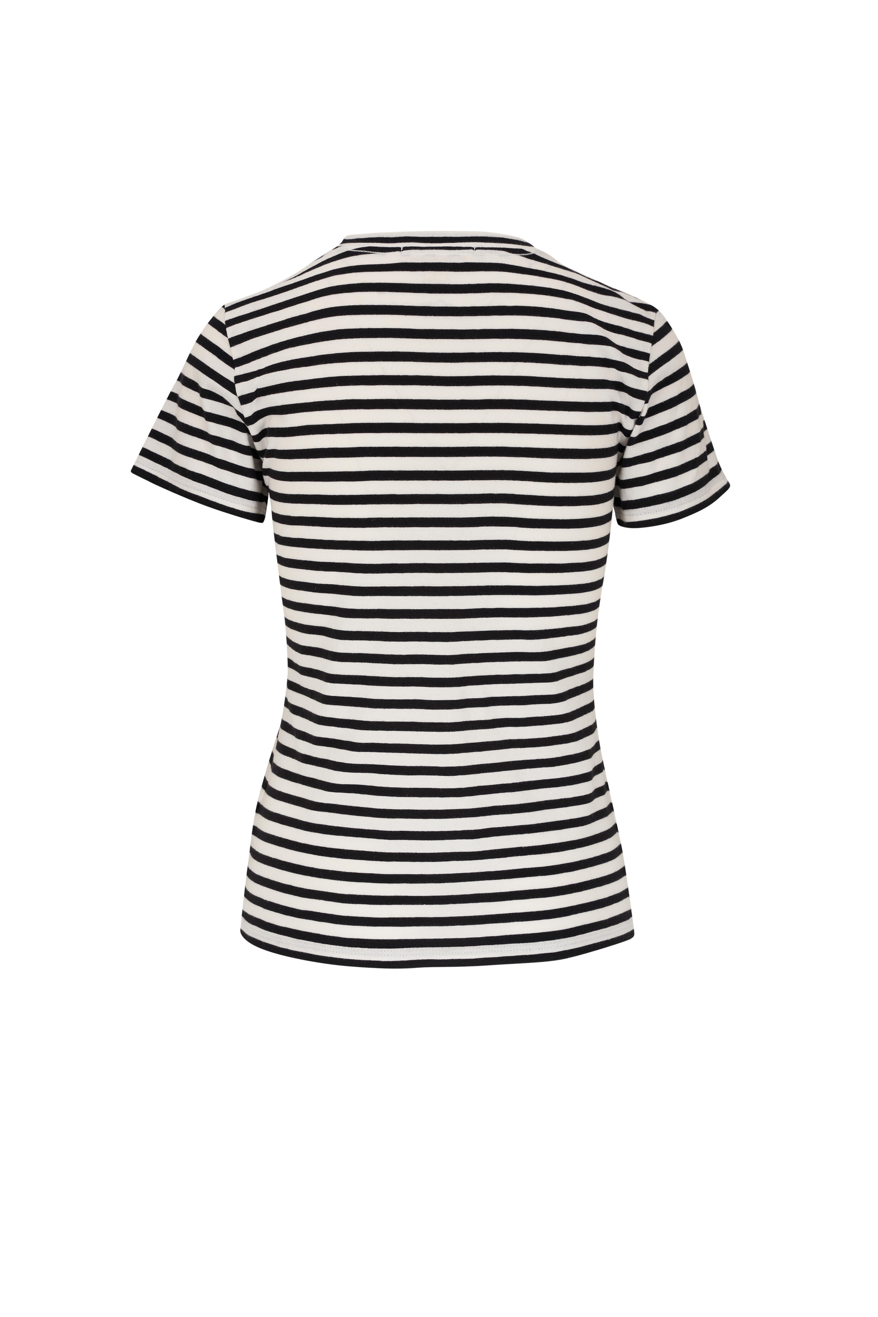 Nili Lotan - Mariela Black & White Striped Crewneck T-Shirt