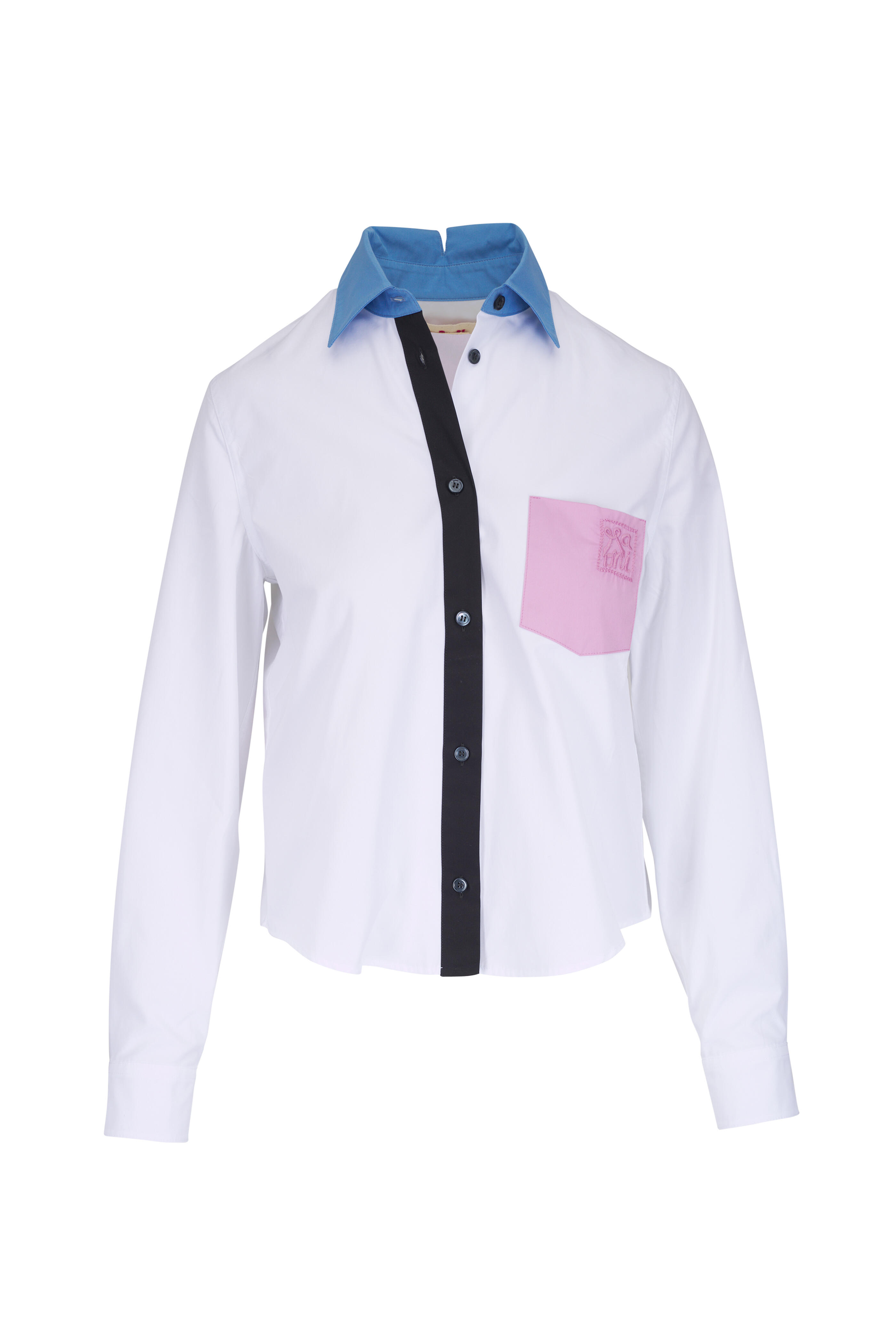 Marni - Baby White Colorblock Cotton Button Up Shirt
