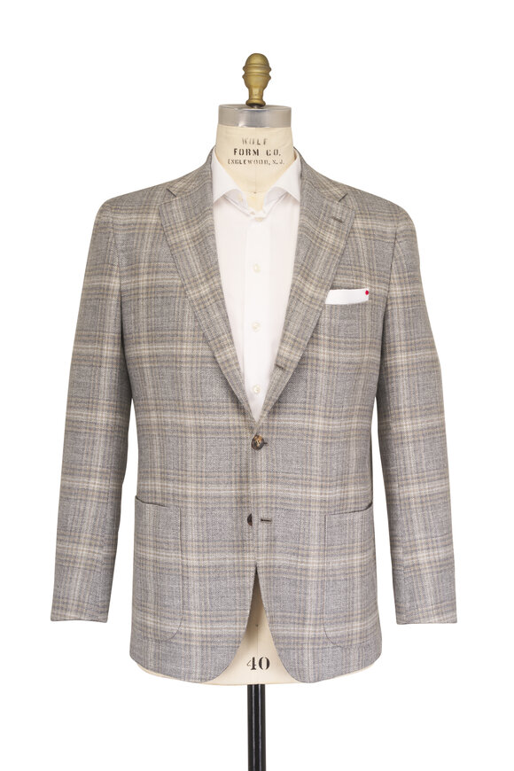 Kiton Gray & Tan Cashmere, Wool, Silk & Linen Sportcoat - view 2