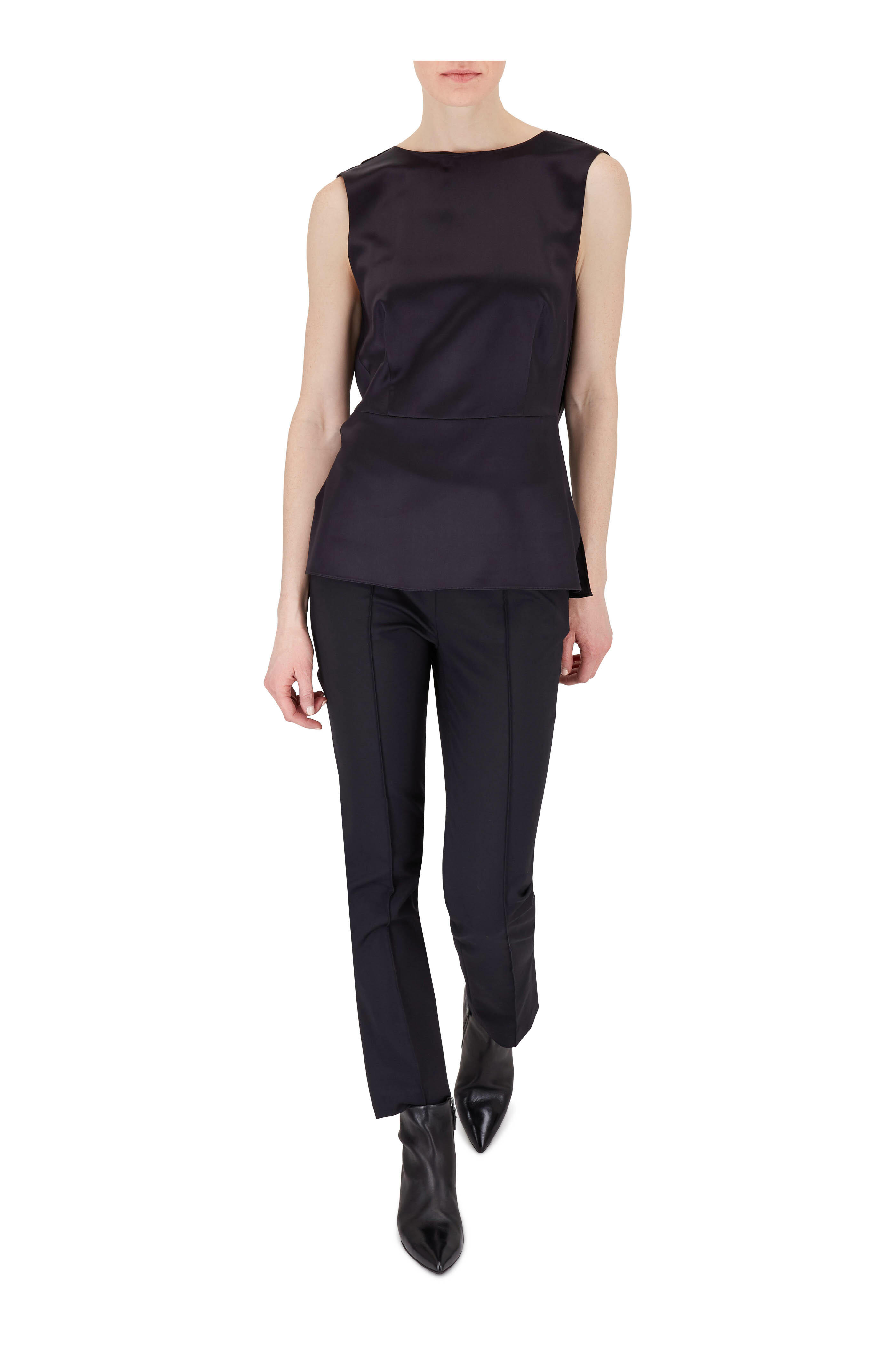 Partow - Maurice Black Stretch Cotton Straight Pant