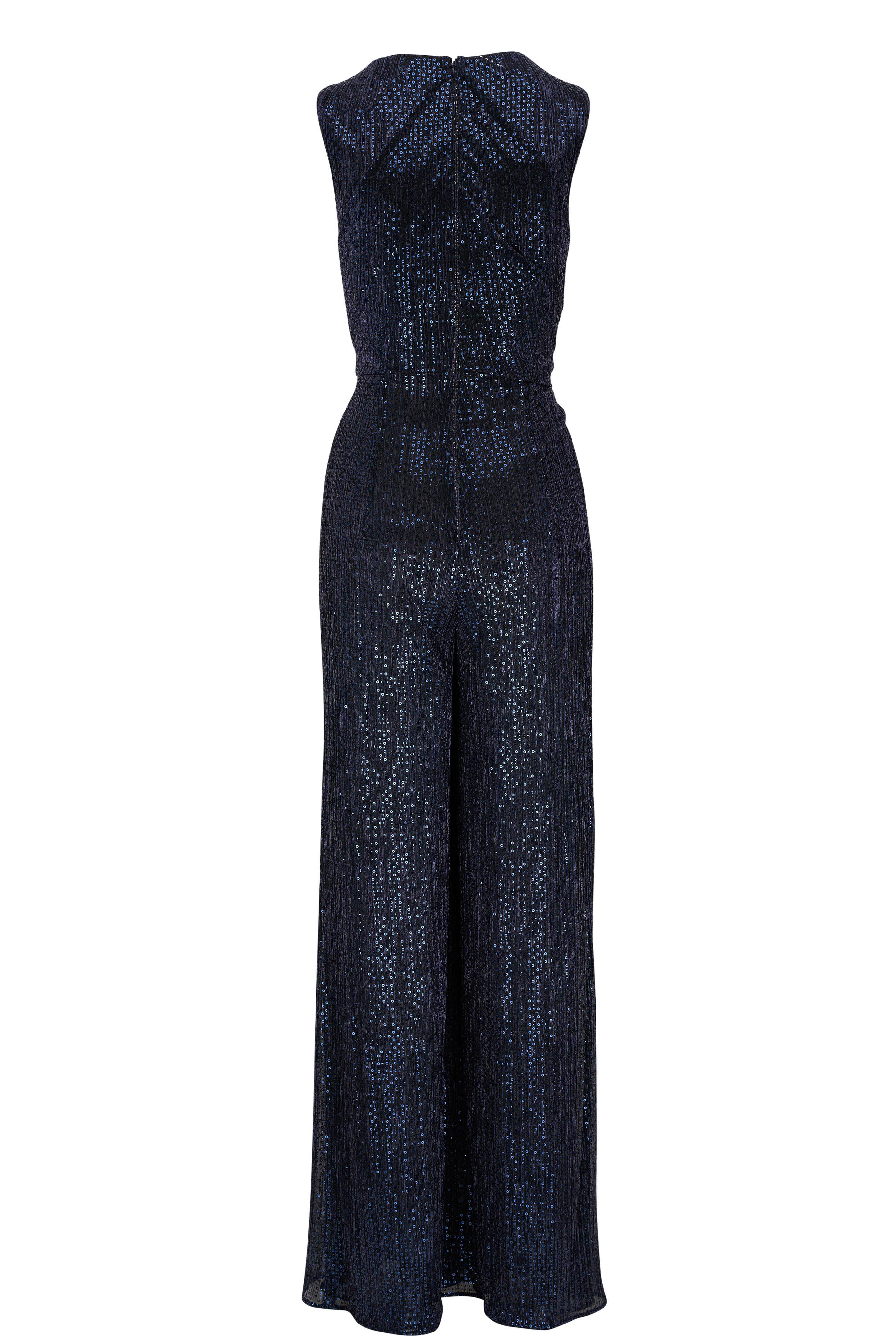 Talbot Runhof - Navy Micro-Sequin Jumpsuit | Mitchell Stores