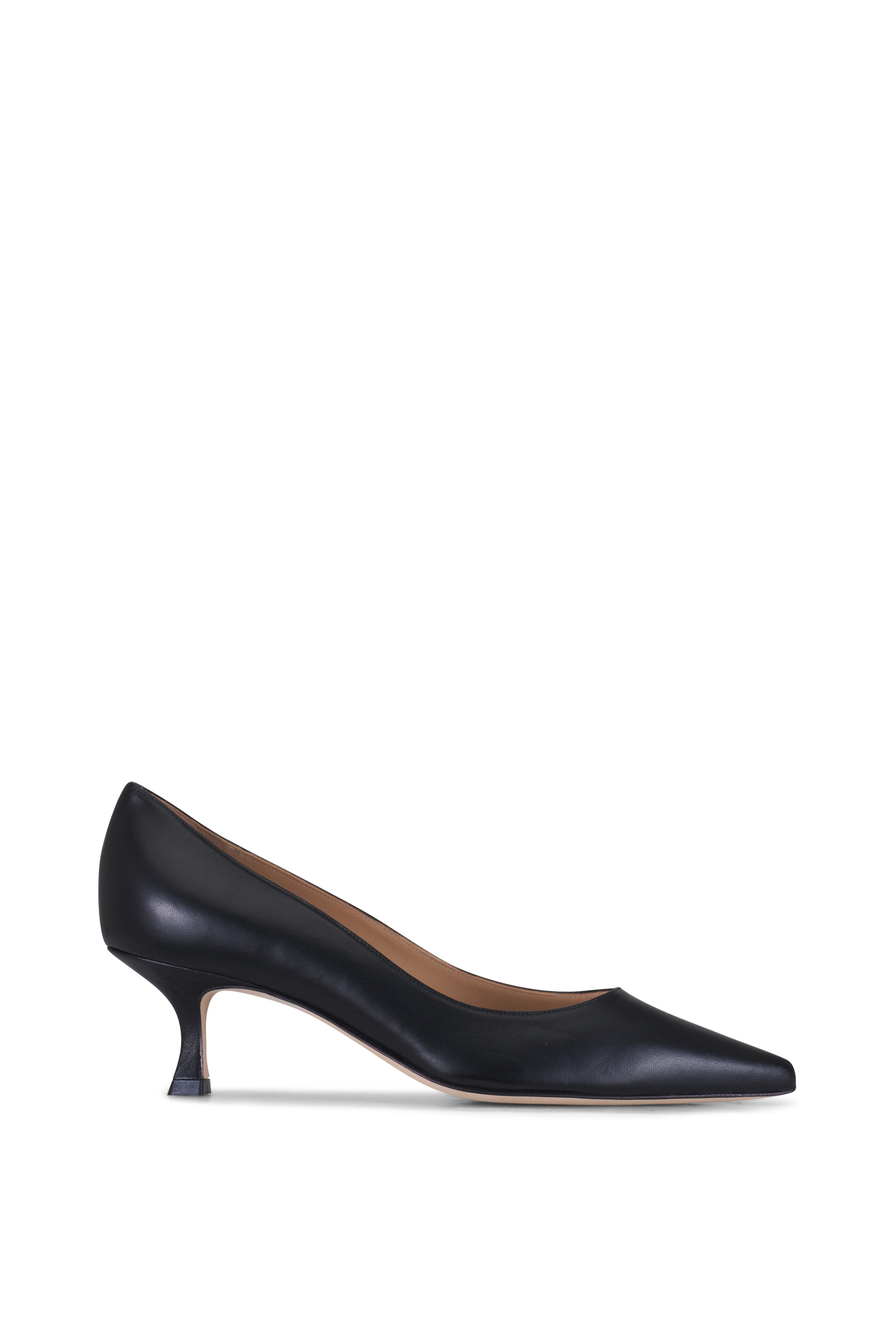 Manolo Blahnik - Srila Black Leather Pointed Toe Pump, 50mm