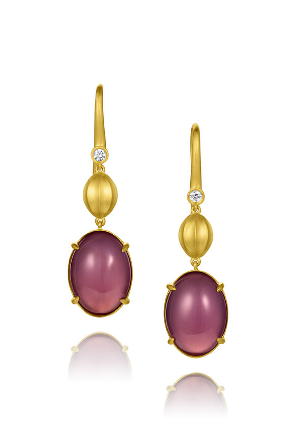 Leigh Maxwell 18k Yellow Gold Medium Wave Chalcedony Earring