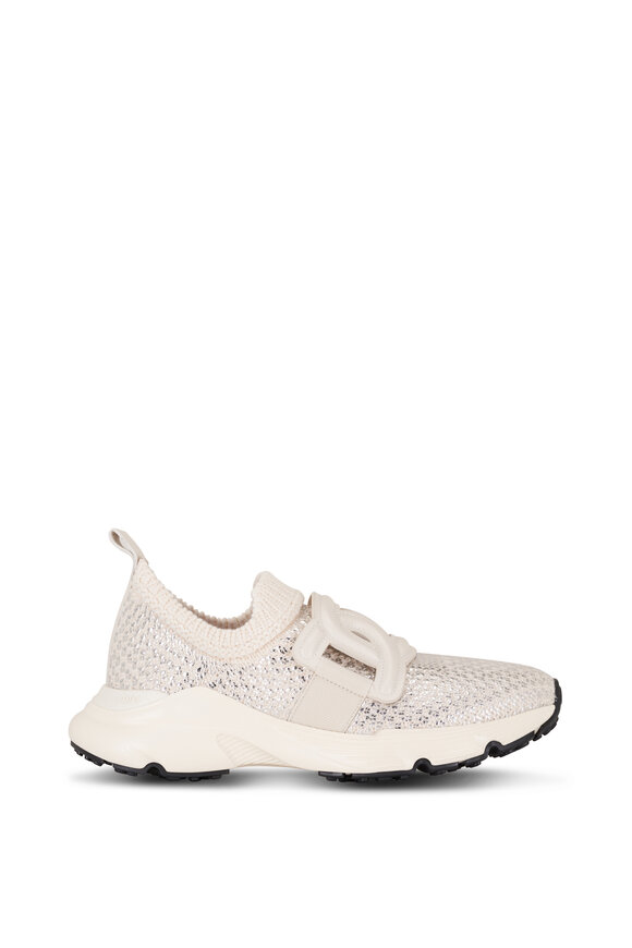 Tod's - White Metallic Lurex Wool Sneaker