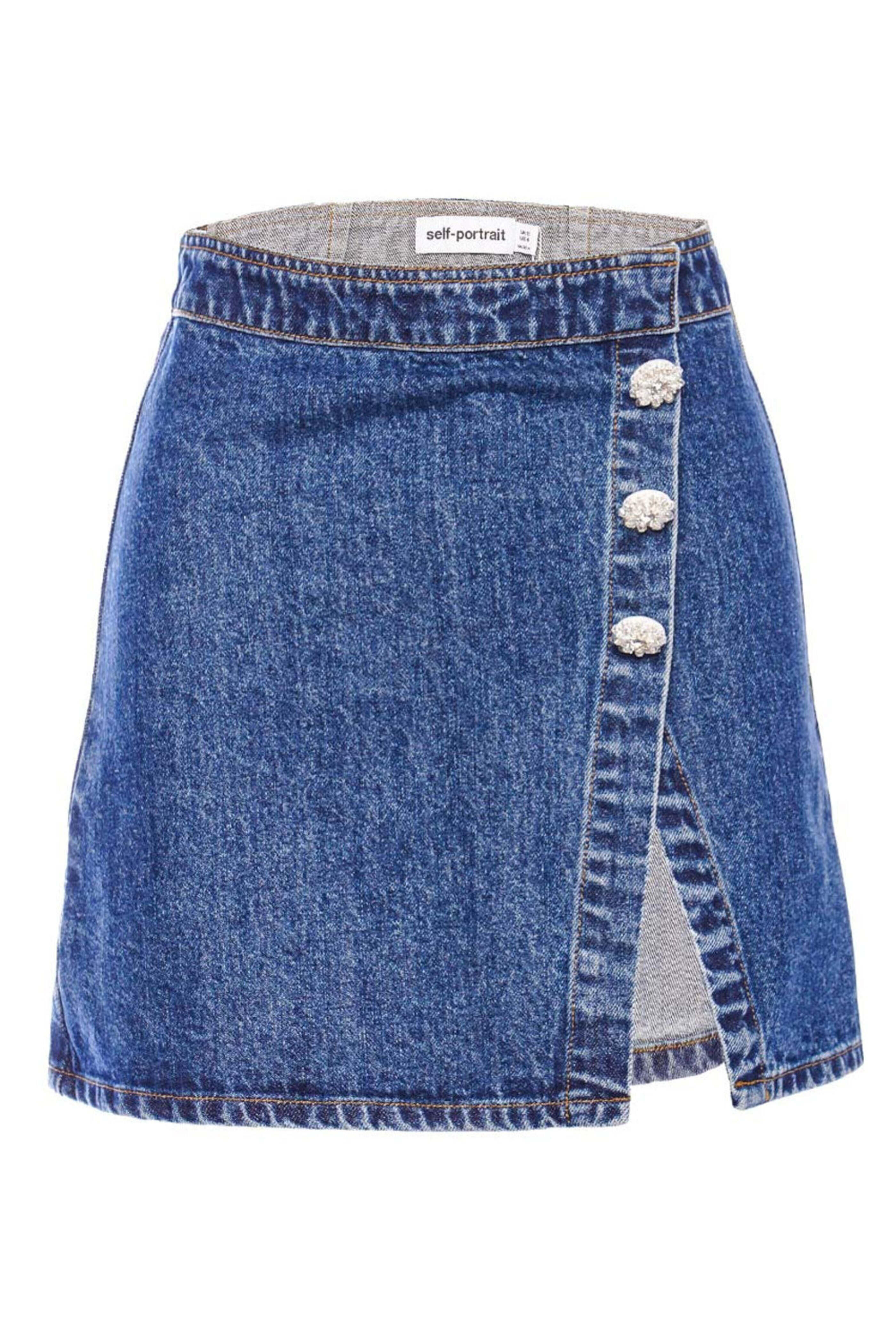 スカート SELF-PORTRAIT Woman Skirt Blue PF25034PBL BLUE Self - Portrait - Blue Denim Mini Skirt | Mitchell Stores