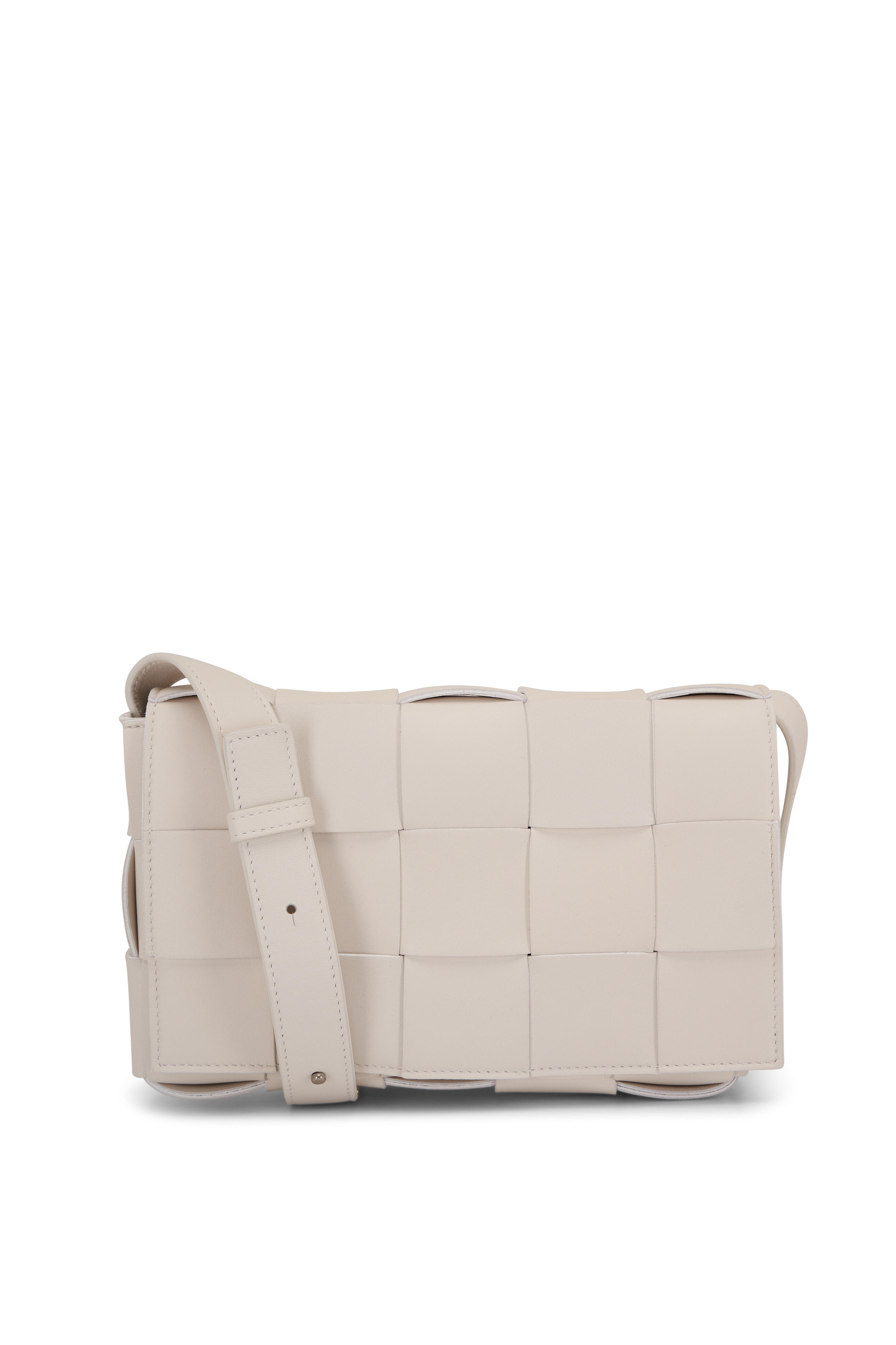 Bottega Veneta - Small Cassette White Woven Leather Shoulder Bag