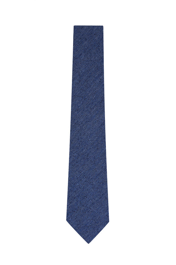 Kiton Blue Textured Wool Necktie - view 1