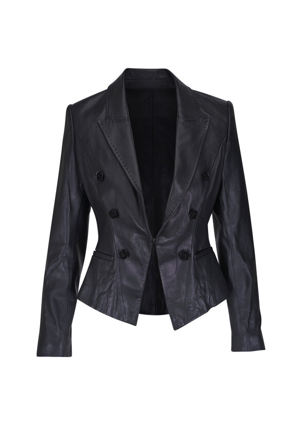 L'Agence Andalusia Black Leather Blazer