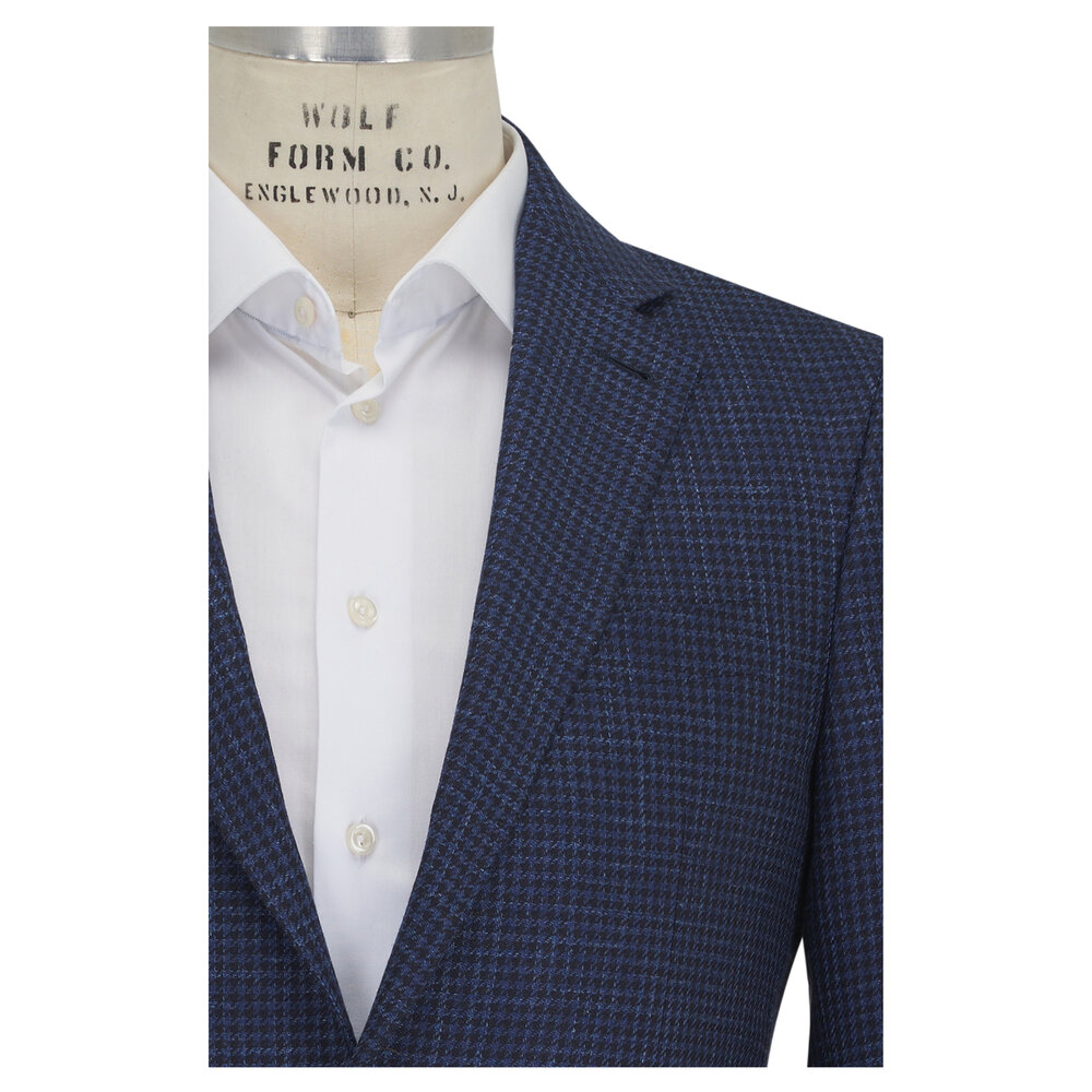 Canali - Kei Navy Houndstooth Wool. Silk & Linen Sportcoat