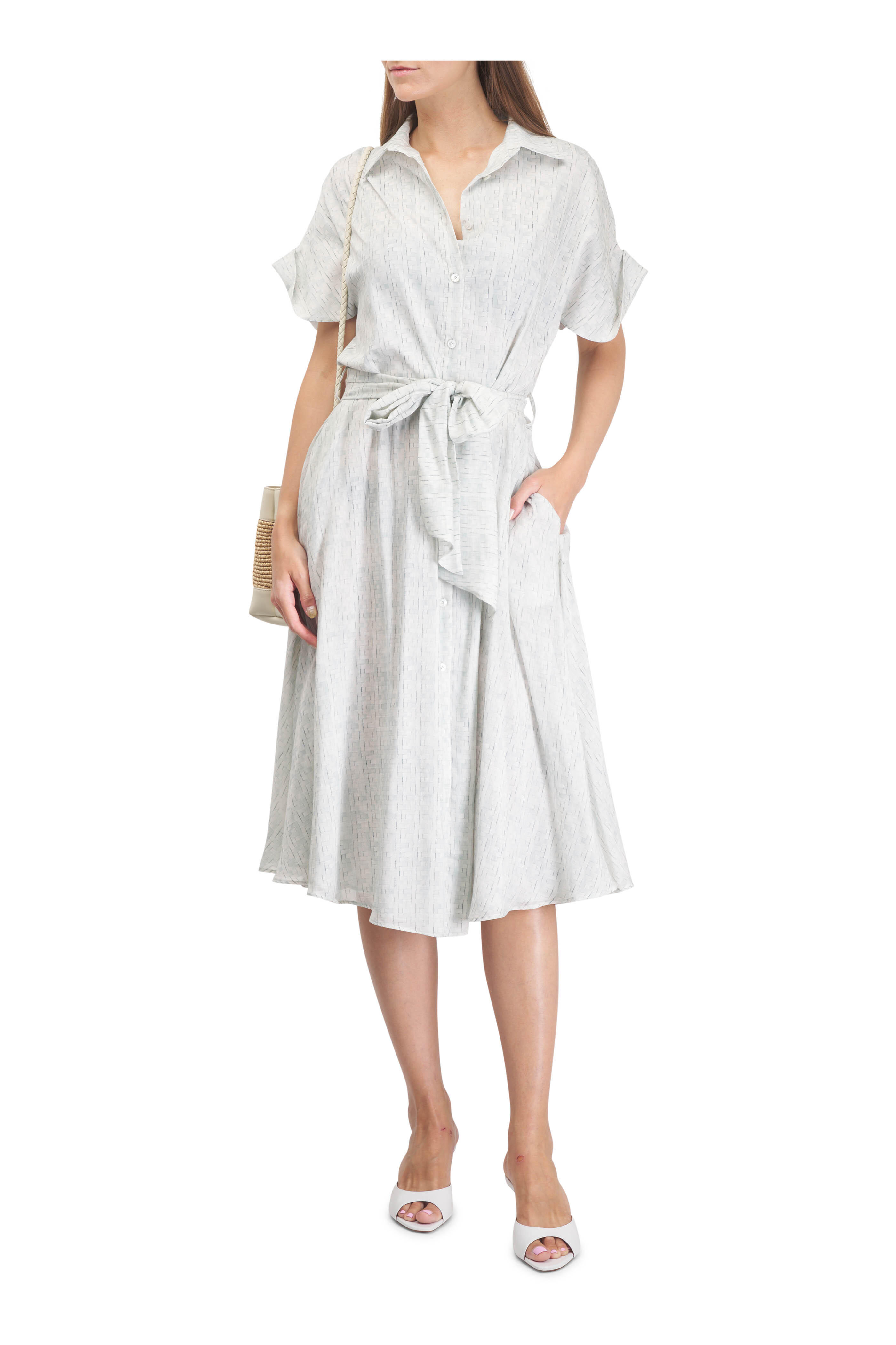 Bottega Veneta - Small Andiamo Sea Salt & Natural Raffia Bag